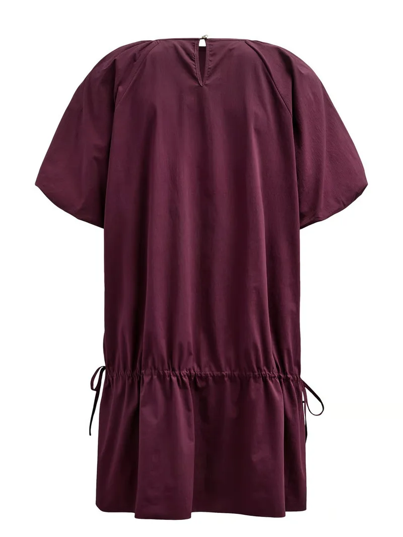 The same burgundy dress shot as an invisible-mannequin packshot from the back